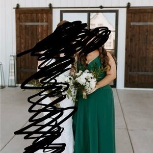 David's Bridal Green Bridesmaid Dress